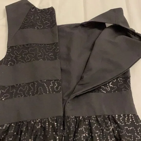 Cynthia Rowley Black Sequin Striped Cocktail Dress Womens Size 4 Sleeveless LBD - Picture 6 of 13